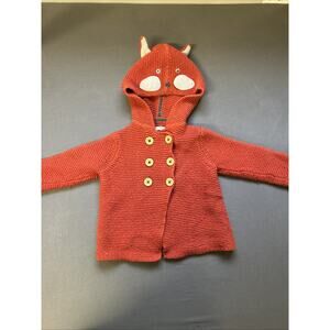 Baby Boden Knit Fox Sweater 18-14 Months Orange Cottagecore Fall Cozy Cute EUC